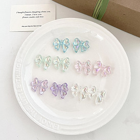 UV Plating Transparent Acrylic Pendants, Bowknot Charms