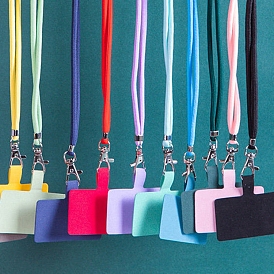 Регулируемые шнурки из полиэстера для телефона на шее, ремешок для телефона с нашивкой через плечо, с держателем из пластика и сплава