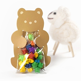 Plastic Bakeware Bags, with Bear Paper Card and Stickers, for Chocolate, Candy, Cookies