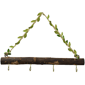 Iron & Wood Branch & Vine Wall Hook Rack, Rustic Home Hanging Decor Organizer