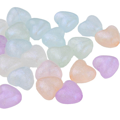 Rainbow Iridescent Plating Acrylic Beads, Glitter Beads, Heart
