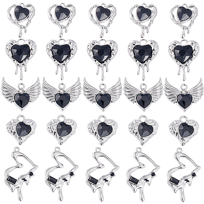 30шт 5 стили стойка покрытие сплав стекло подвески, сердце прелести