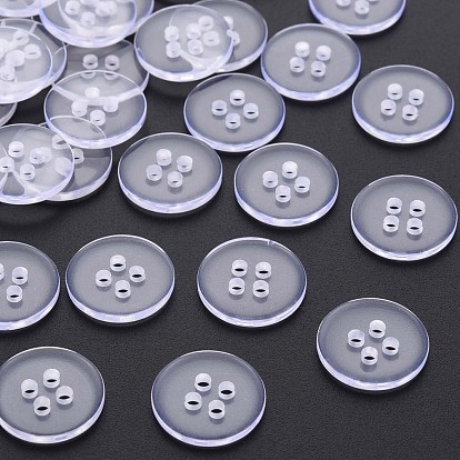 4-Hole Resin Buttons, Flat Round