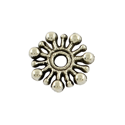 Fleur de perles d'espacement alliage de style tibétain, sans cadmium et sans plomb, 9.5x2mm, trou: 2 mm, environ 3030 pcs / 1000 g