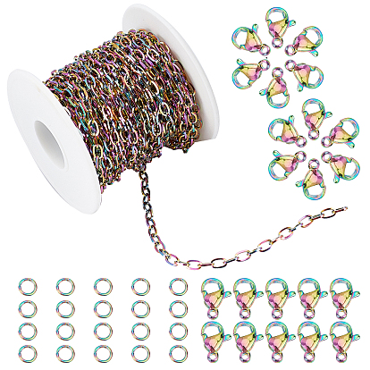 Вакуумное покрытие pvd 304 цепи из нержавеющей стали, несварные, с катушкой, Плоско-овальные