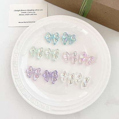 UV Plating Transparent Acrylic Pendants, Bowknot Charms
