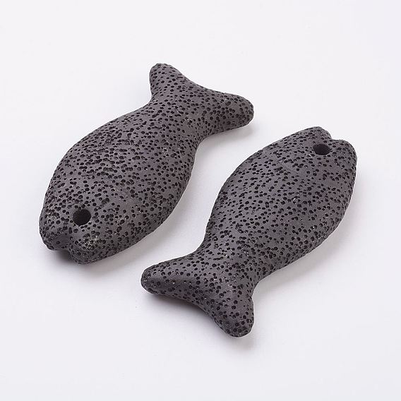 Большие подвески из натуральной лавы, рыба, окрашенные