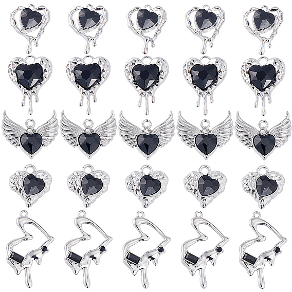 30шт 5 стили стойка покрытие сплав стекло подвески, сердце прелести