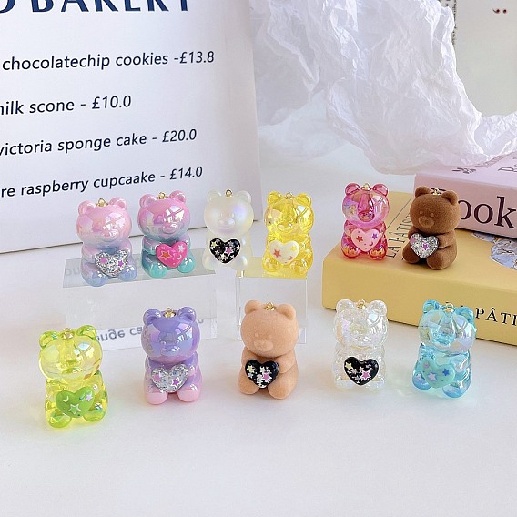 Прозрачные акриловые подвески, со сплавочной фурнитурой, медведь