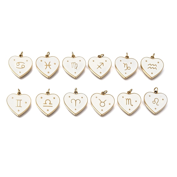 Pendentifs en acier inoxydable, plaqué longue durée, avec anneaux de saut et émail, cœur