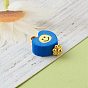 Handmade Polymer Clay Charms Pendant, with Golden Iron Eye Pin and Brass Beads, Heart with Smiling Face