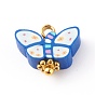 Polymer Clay Charms, with Brass Findings, Butterfly, Golden