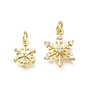 Латунные микропаве прозрачные кубические циркониевые подвески, прелести снежинки, без свинца и без кадмия, стойки покрытие, долговечный, с целью перехода в кольце
