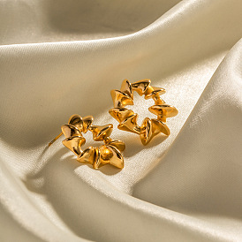 Earrings 18k Gold Stainless Steel Irregular Textured Round Spiral Stud Earrings Never Fading Women's Earrings