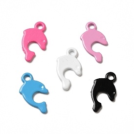 Spray Painted 201 Stainless Steel Charms, Dolphin Charm