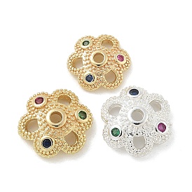 Латунные микро проложить кубического циркония Шапочки, долговечный, 6-лепестки, цветок