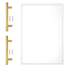 Прямоугольный лоток для фруктов силиконовые формы, для уф-смолы, изготовление изделий из эпоксидной смолы, с 2шт. ручками для выдвижного ящика из нержавеющей стали, золотые