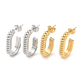 304 Stainless Steel Oval Stud Earrings, Half Hoop Earrings for Women