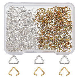 400Pcs 2 Colors Brass Triangle Rings, Buckle Clasps, for Webbing, Strapping Bags, Garment Accessories Findings, Triangle Clasps, Long-Lasting Plated