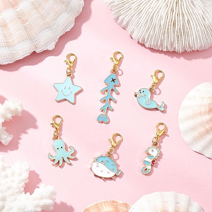 Подвески из сплава с эмалью, с цинковым сплавом застежками омаров коготь, серия океана