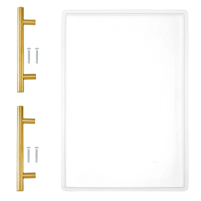 Прямоугольный лоток для фруктов силиконовые формы, для уф-смолы, изготовление изделий из эпоксидной смолы, с 2шт. ручками для выдвижного ящика из нержавеющей стали, золотые