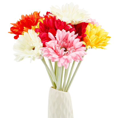 15pcs 5 couleurs tissu et flocage fleur de chrysanthème artificielle, pour la maison, accessoires de décoration de mariage