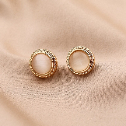 Alloy Cat Eye Stud Earrings for Women, with 925 Sterling Silver Pin