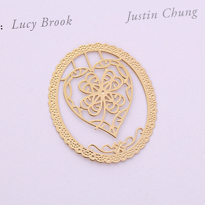 Brass Hollow Bookmark, Oval, Golden