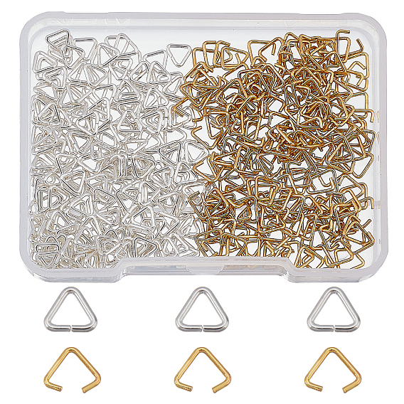400Pcs 2 Colors Brass Triangle Rings, Buckle Clasps, for Webbing, Strapping Bags, Garment Accessories Findings, Triangle Clasps, Long-Lasting Plated
