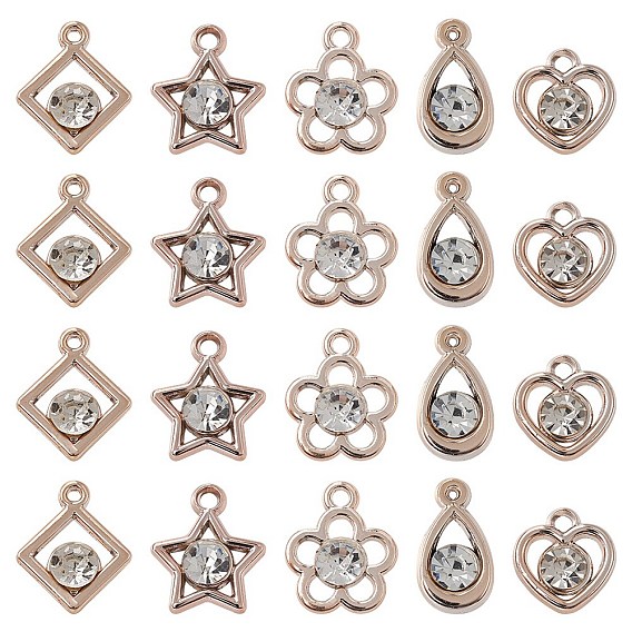 20 шт 5 стили УФ-покрытие акриловые подвески, радужный, с акриловыми стразами, разнообразные