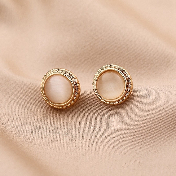 Alloy Cat Eye Stud Earrings for Women, with 925 Sterling Silver Pin