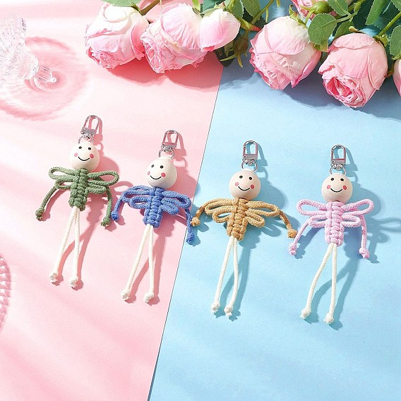 4 шт. хлопковые нитки, подвесные украшения в виде человека, с поворотными застежками сплава