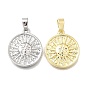 Латунные микро проложить кубического циркония подвески, плоский круглый с солнечными чарами
