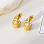 304 Stainless Steel Pave Cubic Zirconia Stud Earrings, Half Hoop Earrings