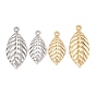 Alloy Pendants, Textured Leaf Charms, Rack Plating, Cadmium Free & Lead Free