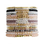 Gold-tone Miyuki Elastic Crystal Beaded Bracelet with Acrylic Tube Beads