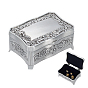 Joyeros de aleación con grabado floral retro europeo, Cajas decorativas rectangulares de metal para escritorio, ideales para guardar pequeños objetos.