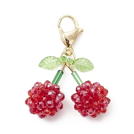 Вишневый акрил с подвесками из стеклянных бусин, Сплав с застежками когтя омара