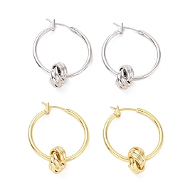 Brass Knot Hoop Earrings for Women, Cadmium Free & Lead Free