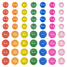 200шт. 2 стили деревянные кнопки, 2-луночное, окрашенные, плоско-круглые