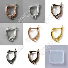 CHGCRAFT 32Pcs 8 Colors Brass Hoop Earring Findings, with Latch Back Closure and Horizontal Loops