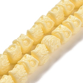 Synthetic Coral Carved Beads Strands, Dyed, Lion Head