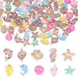 Nbeads 80Pcs 10 Style Ocean Theme Transparent Resin Cabochons, Mixed Shapes