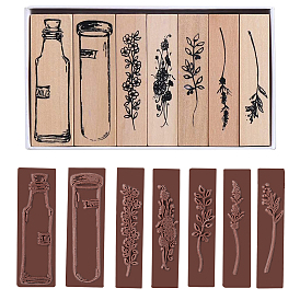 Gorgecraft Plants and Flowers Style Wooden Rubber Stamps, for DIY Craft Card Scrapbooking Supplies