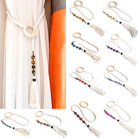 Natural crystal woven curtain buckle window strap agate lapis lazuli tiger eye stone curtain buckle binding rope