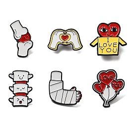 Body Alloy Enamel Pins Brooches, Heart/Balloon/Bone