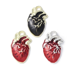 Rack Plating Alloy Enamel Pendants, Cadmium Free & Nickel Free & Lead Free, Human Heart Charm