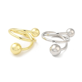 Rack Plating Brass Round Ball Cuff Rings, Wire Wrap Cross Ring, Cadmium Free & Lead Free
