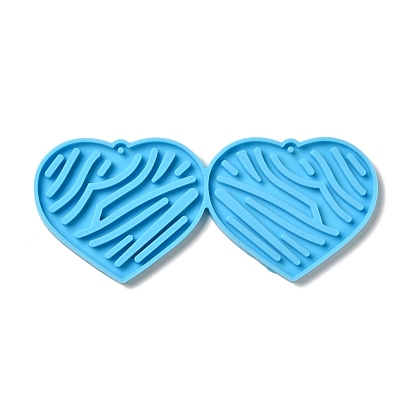 DIY Heart with Stripe Pendant Silicone Molds, Resin Casting Molds, for UV Resin & Epoxy Resin Jewelry Making