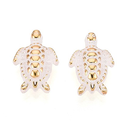 Прозрачные бусины из абс-пластика, черепаха, золотой металл обвитыми, с половиным покрытием